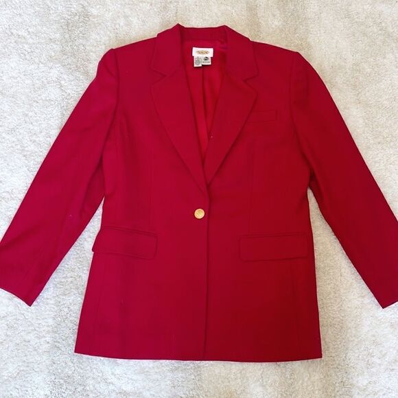 Vintage Talbots Red 100% Wool Blazer Single Breasted Size 10 - Picture 1 of 9